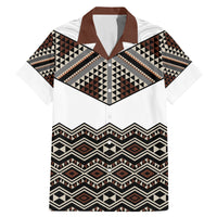 New Zealand Aotearoa Family Matching Mermaid Dress and Hawaiian Shirt Taniko Art Simple Style LT05 Dad's Shirt - Short Sleeve Brown - Polynesian Pride