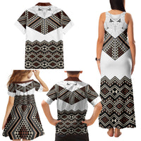 New Zealand Aotearoa Family Matching Tank Maxi Dress and Hawaiian Shirt Taniko Art Simple Style LT05 - Polynesian Pride