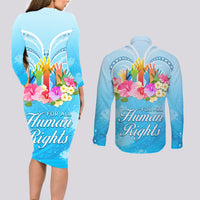 Universal Human Rights Month Couples Matching Long Sleeve Bodycon Dress and Long Sleeve Button Shirt Polynesian Style LT05 - Polynesian Pride