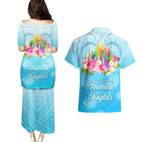 Universal Human Rights Month Couples Matching Puletasi Dress and Hawaiian Shirt Polynesian Style LT05 - Polynesian Pride