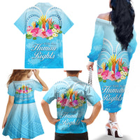 Universal Human Rights Month Family Matching Off Shoulder Long Sleeve Dress and Hawaiian Shirt Polynesian Style LT05 - Polynesian Pride