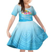 Universal Human Rights Month Kid Short Sleeve Dress Polynesian Style LT05 KID Blue - Polynesian Pride