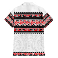 New Zealand Aotearoa Family Matching Off Shoulder Long Sleeve Dress and Hawaiian Shirt With Kowhaiwhai Pattern Red Version LT05 - Polynesian Pride