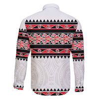 New Zealand Aotearoa Family Matching Off Shoulder Maxi Dress and Hawaiian Shirt With Kowhaiwhai Pattern Red Version LT05 - Polynesian Pride