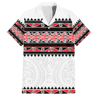 New Zealand Aotearoa Family Matching Tank Maxi Dress and Hawaiian Shirt With Kowhaiwhai Pattern Red Version LT05 Dad's Shirt - Short Sleeve Red - Polynesian Pride