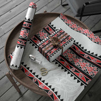 New Zealand Aotearoa Wrapping Paper With Kowhaiwhai Pattern Red Version - Polynesian Pride