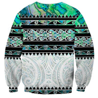 New Zealand Aotearoa Sweatshirt With Paua Shell Kowhaiwhai Pattern LT05 - Polynesian Pride