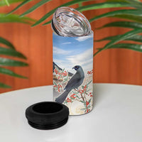 New Zealand Mount Taranaki Landscape 4 in 1 Can Cooler Tumbler Kokako Bird Polynesian Style