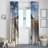 New Zealand Mount Taranaki Landscape Window Curtain Kokako Bird Polynesian Style