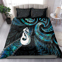 New Zealand Aotearoa Bedding Set Maori Manaia Paua Shell Glitter Turquoise