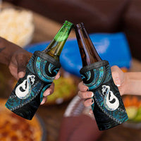 New Zealand Aotearoa 4 in 1 Can Cooler Tumbler Maori Manaia Paua Shell Glitter Turquoise