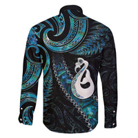 New Zealand Aotearoa Family Matching Off Shoulder Short Dress and Hawaiian Shirt Maori Manaia Paua Shell Glitter Turquoise LT05 - Polynesian Pride