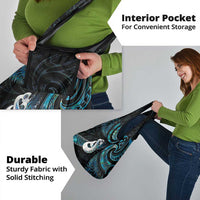 New Zealand Aotearoa Grocery Bag Maori Manaia Paua Shell Glitter Turquoise