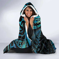 New Zealand Aotearoa Hooded Blanket Maori Manaia Paua Shell Glitter Turquoise