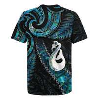 New Zealand Aotearoa Rugby Jersey Maori Manaia Paua Shell Glitter Turquoise