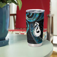 New Zealand Aotearoa Tumbler Cup Maori Manaia Paua Shell Glitter Turquoise
