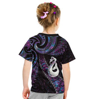 New Zealand Aotearoa Kid T Shirt Maori Manaia Paua Shell Glitter Purple