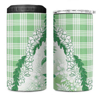 Aloha Hawaii Palaka 4 in 1 Can Cooler Tumbler Green Plumeria Lei - Polynesian Pride