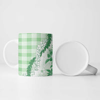 Aloha Hawaii Palaka Ceramic Mug Green Plumeria Lei - Polynesian Pride