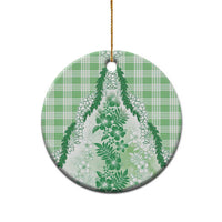 Aloha Hawaii Palaka Ceramic Ornament Green Plumeria Lei - Polynesian Pride