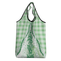 Aloha Hawaii Palaka Grocery Bag Green Plumeria Lei - Polynesian Pride