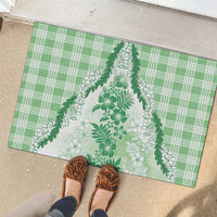 Aloha Hawaii Palaka Rubber Doormat Green Plumeria Lei - Polynesian Pride