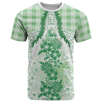 Aloha Hawaii Palaka T Shirt Green Plumeria Lei - Polynesian Pride