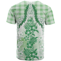 Aloha Hawaii Palaka T Shirt Green Plumeria Lei - Polynesian Pride