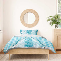 Aloha Hawaii Palaka Bedding Set Blue Plumeria Lei - Polynesian Pride