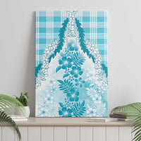 Aloha Hawaii Palaka Canvas Wall Art Blue Plumeria Lei - Polynesian Pride