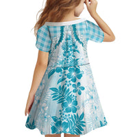 Aloha Hawaii Palaka Family Matching Tank Maxi Dress and Hawaiian Shirt Blue Plumeria Lei LT05 - Polynesian Pride