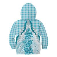 Aloha Hawaii Palaka Kid Hoodie Blue Plumeria Lei - Polynesian Pride