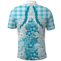 Aloha Hawaii Palaka Polo Shirt Blue Plumeria Lei - Polynesian Pride