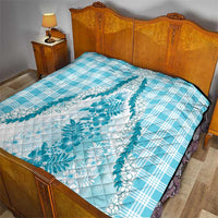 Aloha Hawaii Palaka Quilt Blue Plumeria Lei - Polynesian Pride