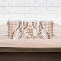 Aloha Hawaii Palaka Ceramic Mug Beige Plumeria Lei - Polynesian Pride