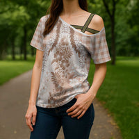 Aloha Hawaii Palaka Cross Shoulder Shirt Beige Plumeria Lei - Polynesian Pride