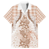 Aloha Hawaii Palaka Family Matching Mermaid Dress and Hawaiian Shirt Beige Plumeria Lei LT05 Dad's Shirt - Short Sleeve Beige - Polynesian Pride