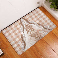 Aloha Hawaii Palaka Rubber Doormat Beige Plumeria Lei - Polynesian Pride