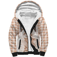 Aloha Hawaii Palaka Sherpa Hoodie Beige Plumeria Lei - Polynesian Pride