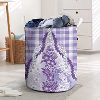 Aloha Hawaii Palaka Laundry Basket Purple Plumeria Lei - Polynesian Pride
