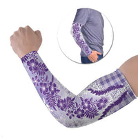 Aloha Hawaii Palaka Arm Sleeves Purple Plumeria Lei - Polynesian Pride