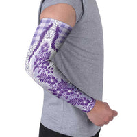Aloha Hawaii Palaka Arm Sleeves Purple Plumeria Lei - Polynesian Pride