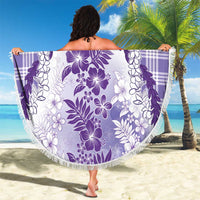 Aloha Hawaii Palaka Beach Blanket Purple Plumeria Lei - Polynesian Pride