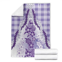 Aloha Hawaii Palaka Blanket Purple Plumeria Lei - Polynesian Pride