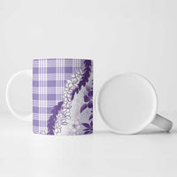 Aloha Hawaii Palaka Ceramic Mug Purple Plumeria Lei - Polynesian Pride