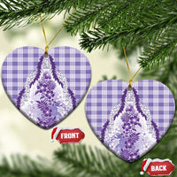 Aloha Hawaii Palaka Ceramic Ornament Purple Plumeria Lei - Polynesian Pride