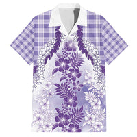 Aloha Hawaii Palaka Family Matching Off Shoulder Maxi Dress and Hawaiian Shirt Purple Plumeria Lei LT05 Dad's Shirt - Short Sleeve Purple - Polynesian Pride