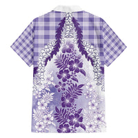 Aloha Hawaii Palaka Family Matching Summer Maxi Dress and Hawaiian Shirt Purple Plumeria Lei LT05 - Polynesian Pride
