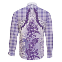Aloha Hawaii Palaka Family Matching Summer Maxi Dress and Hawaiian Shirt Purple Plumeria Lei LT05 - Polynesian Pride