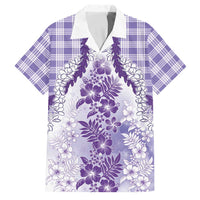 Aloha Hawaii Palaka Family Matching Tank Maxi Dress and Hawaiian Shirt Purple Plumeria Lei LT05 Dad's Shirt - Short Sleeve Purple - Polynesian Pride